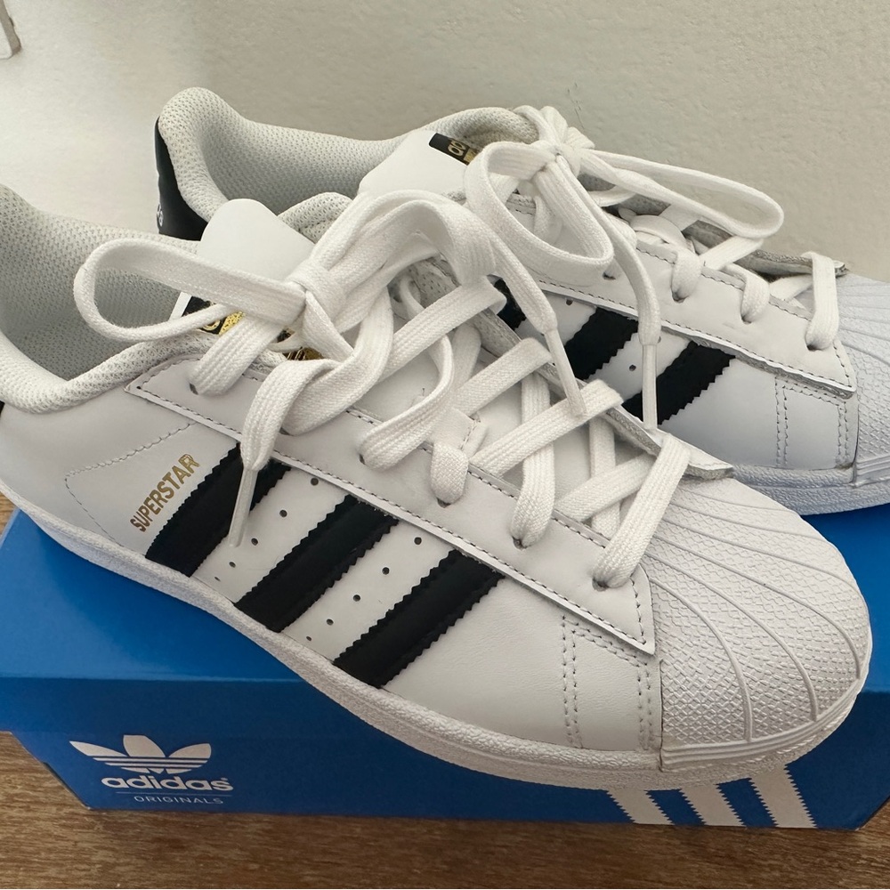 Adidas White and Black Superstar Sneakers